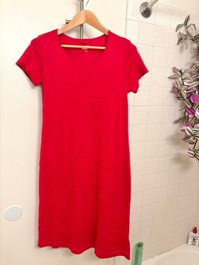 Lands End Red Nightshirt Small Short Sleeve Pajama 100% Cotton Classic Gorpcore